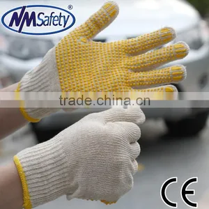 NMSAFETY 10 Gauge Natural Cotton Knitted Gardening Gloves Pvc Dotting Gloves thumbnail-1