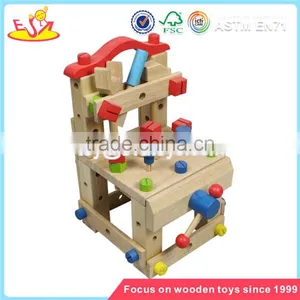 Wholesale Interesting Wooden Tools Kit Toy DIY Funny Kids Wooden Tools Kit Workbench Toy W03D031 thumbnail-1