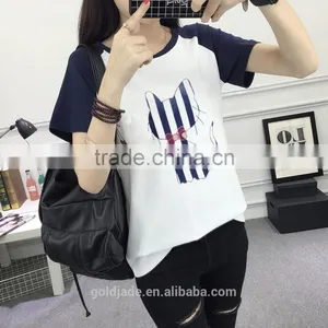 Custom Fashionable Logo Printing Women Round Neck Short Sleeves T Shirt thumbnail-1