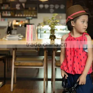 Lovely Fashion 2016 Girl Sleeveless Blouse Summer Blouse off Shoulder Blouse Bright Color Baby Girl Printed Dress for Summer thumbnail-6