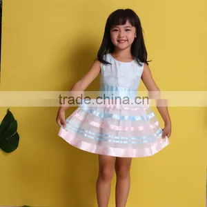 Premium Quality Boutique Girl Dress Mesh Fabric With Satin Ribbon Clothes Princess Wholesale Dress thumbnail-1
