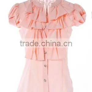 2013 Fashion Korean Pink Shirts /short Sleeve Summer Tops and Blouses thumbnail-1