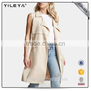 Fashion Longline Plain Women Work Vest With Belt Sleeveless Jacket for Ladies thumbnail-1