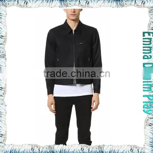 2016 Autumn New Men's Zipper Closure Fashion Solid Black Cropped Denim Jacket thumbnail-1
