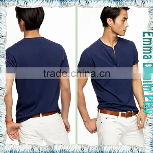2017 Customized Designer Mens Navy Button Placket Collar T-Shirts thumbnail-3