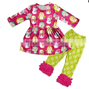 Boya High Quality Wholesale Baby Girls Ruffle Pants Outfit Autumn Christmas Toddler Girls Remake Clothes thumbnail-2