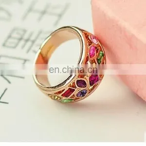 Fashion Thumb Forefinger Middle Finger Rings for Men Women Unisex With Austrian Crystal Gold Plated thumbnail-2