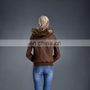 High Quality Jacket With Cap PU Leather Women Cool Beautiful Jacket thumbnail-4