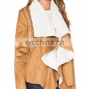 New Trendy Suede Fake Fur Coat Women thumbnail-2