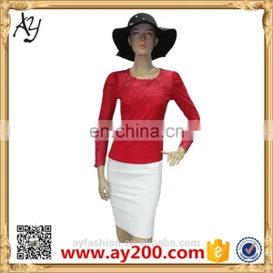 Wholesale New Lace Pattern Shirts Ladies Casual Long Sleeve Plain T-shirts Pictures thumbnail-1