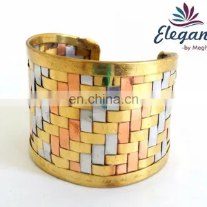 Wholesale Indian Fashion Cuff Bracelets Metal Bangles -brass Bracelets-Wholesale Indian Costume Cuff Bracelets thumbnail-5