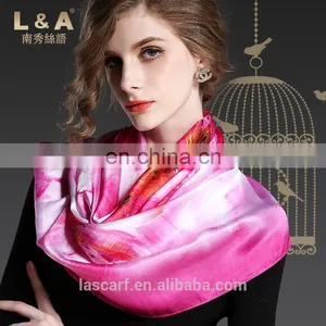 Purple Silk Square Scarf for Women Factory Wholesale thumbnail-1