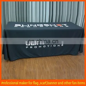 Black Polyester Fitted Stretch Table Cover thumbnail-1