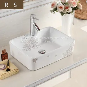 Best Quality Bathroom Ceramic Square Golden Colored New Design Wash Hand Basin Sink thumbnail-1