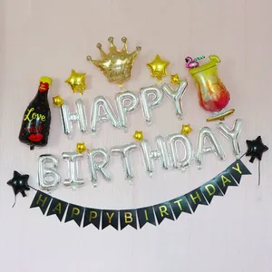 Cheap Foil Balloon Set Happy Birthday Multi Colors Fast Delivery thumbnail-1