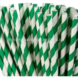 100/250/500 Red Green Striped Chevron Paper Straws Disposable Event Party Supply thumbnail-1