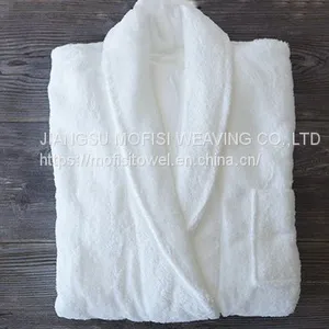 Terry 100% Cotton Bathrobe Shawl Collar White Long Hotel thumbnail-3