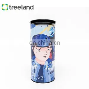 Recyclable Round Shape Packages Re-usable Tin Plug Cardboard Tube Box Packaging for Socks thumbnail-5