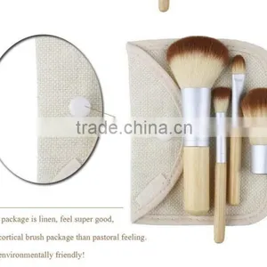 Face Use Beauty Brush Kit 4pcs With Bamboo Handle for Traveling thumbnail-3