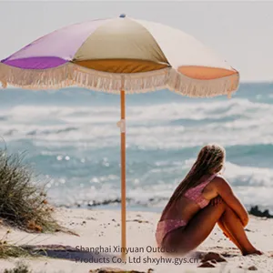 Garden Umbrellas Suitable for Beaches and Hotels. Lightweight Aluminum Alloy Beach Umbrellas, Sunshades With Cotton Tassels thumbnail-4