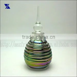 Fancy Threaded Art Glass Perfume Bottle With Clear Stopper thumbnail-1