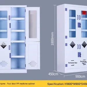 PP-Säure- und Laugenbeständiger Schrank | mit Doppelverschluss-System | zur Lagerung von Laborchemikalien thumbnail-3