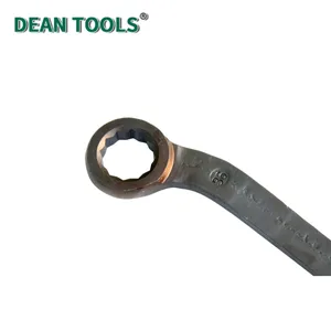 Bent Handle Ring Wrench 45# Steel HRC 45-50 Heat Treated Mirror Polish Finish thumbnail-1