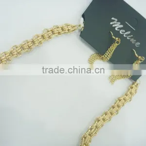 FASHION CHAIN TASSEL THREAD WRAPPED RHINESTONE NECKLACE EARRING SET thumbnail-3