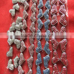 Produce Slide Diamond Hearts Wholesale Diamond Letter 10 mm Full Rhinestone Heart Charm thumbnail-1