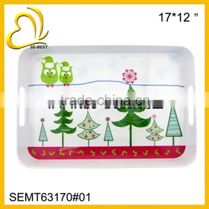17" RECTANGLE MEALMINE TRAY; PLASTIC CHRISTMAS SERVING TRAY thumbnail-1