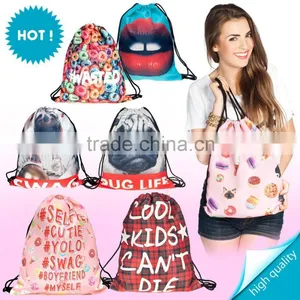 2016 Fashion Summer Backpack Drawstring Bag Galaxy Mustache Digital Print Sewing No Raw Edges Tote Tutorial With Travel Stuff thumbnail-5