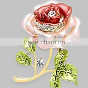2015 Hottest Purple Red Charmpagne Rose Flower Pin Brooch thumbnail-1