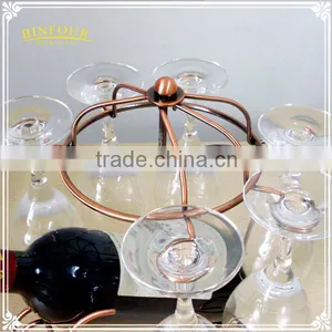 Metal Chariot Wine Rack 6 Hanging Wineglass Holder as Home Decorations thumbnail-4