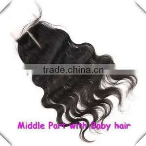 Hot 5a Grade!! 12-28inches Natural Body Wave, Baby Hair Bleached Knots, Malaysian Hair Silk Base Lace Closure thumbnail-1
