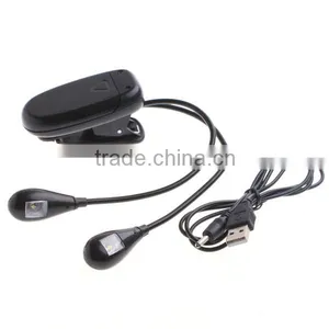 Black Clip on 2 Dual Arms 2LEDs Fleible Book Music Stand Light Lamp for Pianos/Ebook Reading(Powered By 3 * AAA Batteries) thumbnail-4