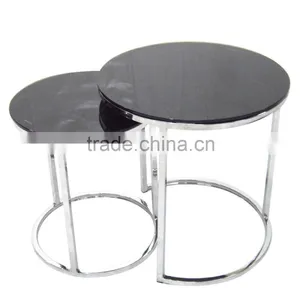 Round Glass Top Side Table Hotel Table thumbnail-3