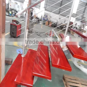 Cheap Price Modern Indoor House Straight Steel Wood Staircase thumbnail-2
