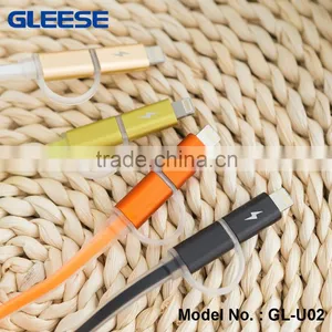 Gleese New Original 2 in 1 Micro USB Flat Cable 1M Data Sync Charging USB Cable For Iphone 5S/ 6 Plus Samsung thumbnail-5