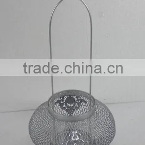 8009232- Round Metal Wire Candle Lantern thumbnail-1