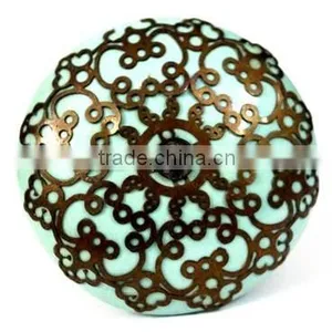 Ceramic Knobs/Cabinet Knobs/Drawer Knobs/Hand Painted Knobs/Baroque Knob/Filigree Knob thumbnail-1