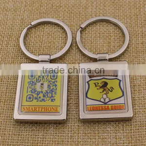 Promotion Custom Rectangle Metal Printing QR Code Keychain thumbnail-3