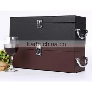 High Quality Customized PU Leather Wood Wine Box thumbnail-4