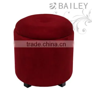 Fabric Storage Round Ottoman Pouf With Tray thumbnail-1
