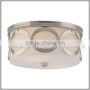 UL CUL Listed Hotel Supplier Nickel Modern Hotel Ceiling Light With Glass Shade C40713 thumbnail-1
