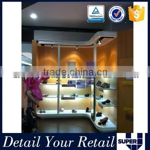 Shoes Store Wall Display Cabinet With Led Wooden 5 Tier Shelf thumbnail-2