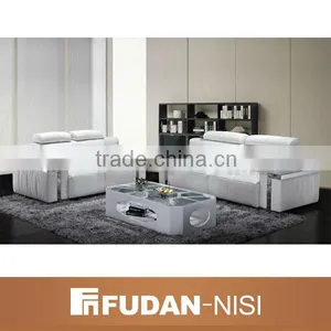 Modern Design Home Furniture White Fabric Sectional Sofa Sets thumbnail-1