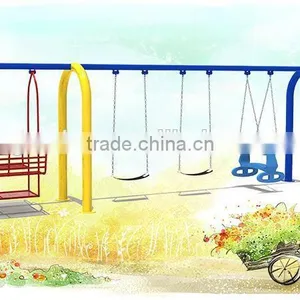Children Playground Outdoor Park Rattan Egg Shaped Swing Chair thumbnail-5