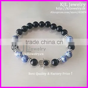 KJL-A0199Hot New Fashion Stretch Beaded Silver Hamsa Hand Bracelets Wholesale thumbnail-1