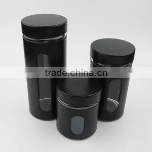 350ml Black Colored Iron Covered Glass Jar With Metal Screw Lid, Glass Coffee Jar thumbnail-6