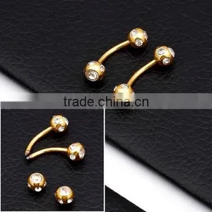 New Arrival Stainless Steel Colorful Crystal Body Piercing Jewelry thumbnail-5